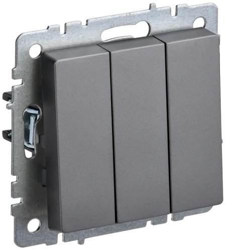 Выключатель без рамки IEK Brite ВС10-3-0-БрС 3-кл. сталь картинка